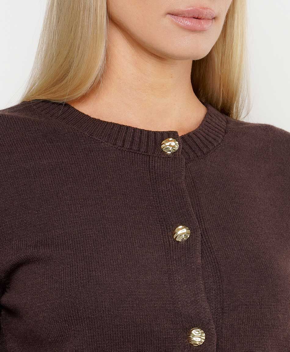 Cardigan mujer botones caf&eacute;