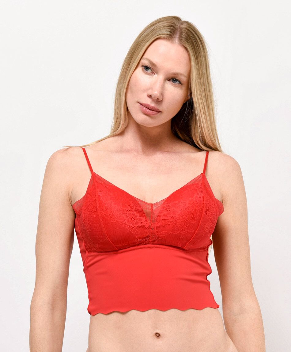 Bralette mujer encajes pretina larga