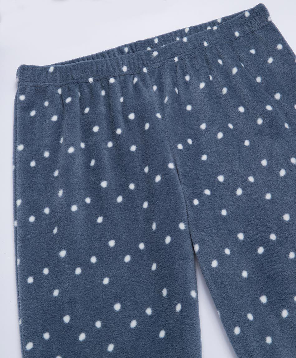 Pijama mujer polar lunares white