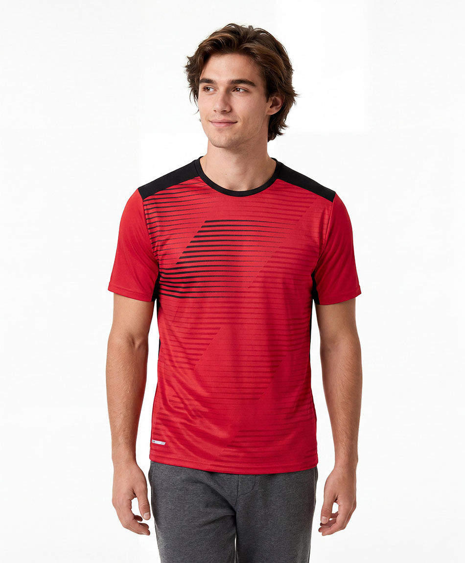 Remera deportiva hombre roja l&iacute;neas