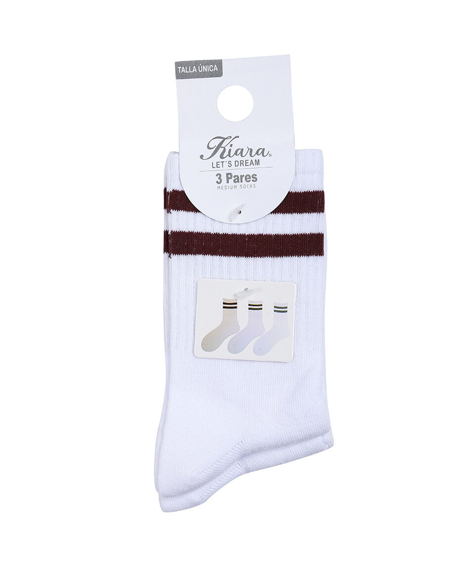 Pack 3 medias mujer tenis cl&aacute;sico
