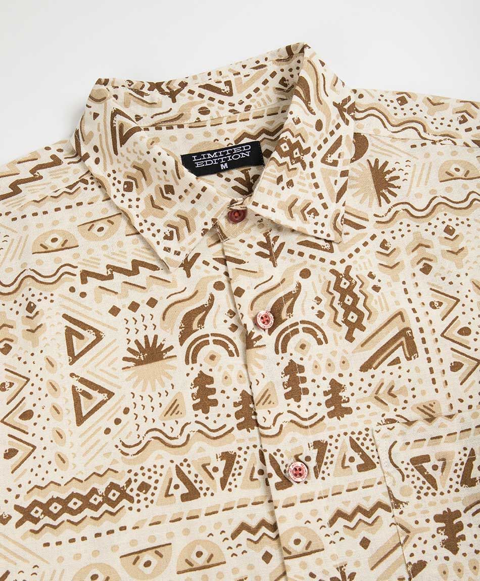 Camisa hombre figuras lino