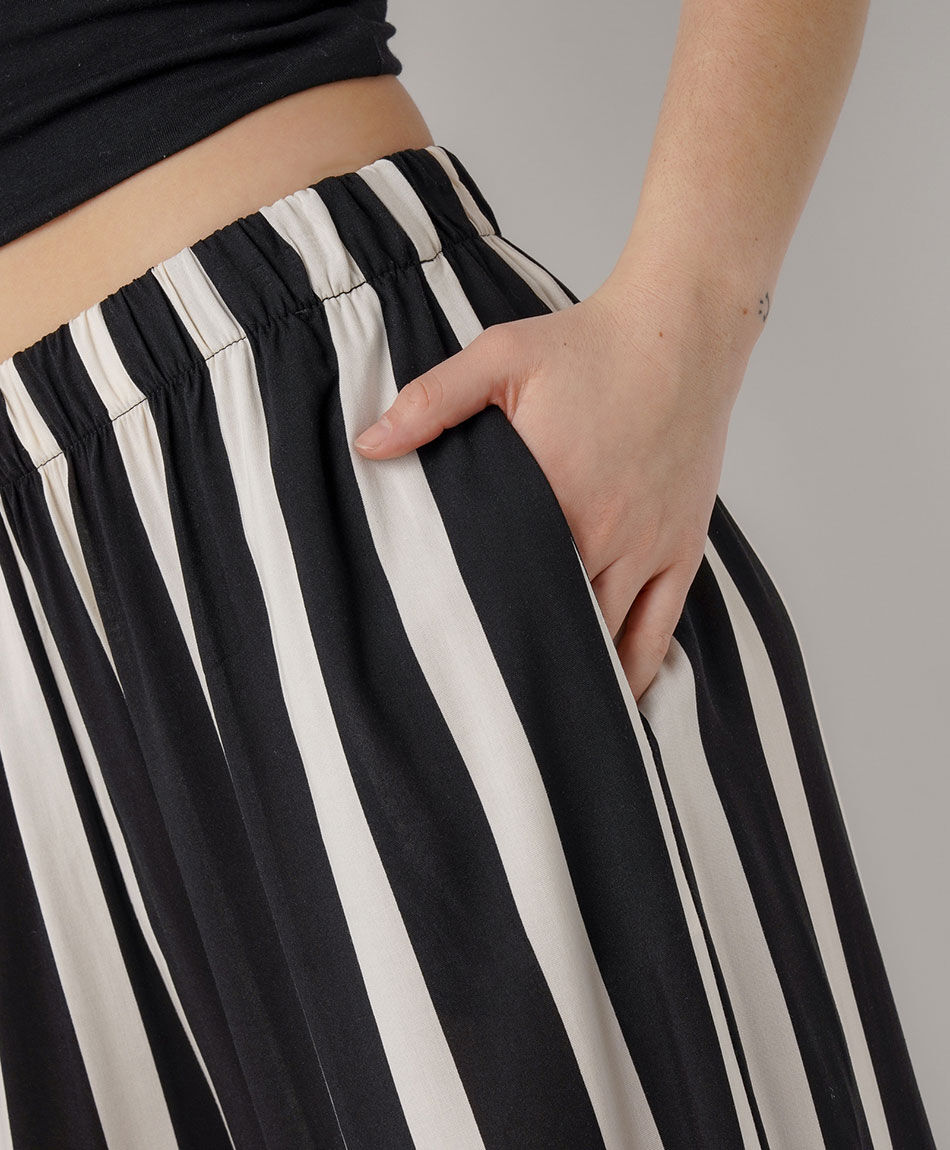 Pantal&oacute;n mujer palazzo l&iacute;neas bicolor