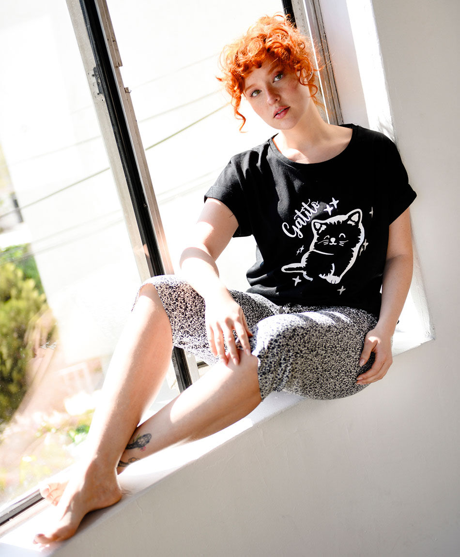 Pijama mujer gatito capri