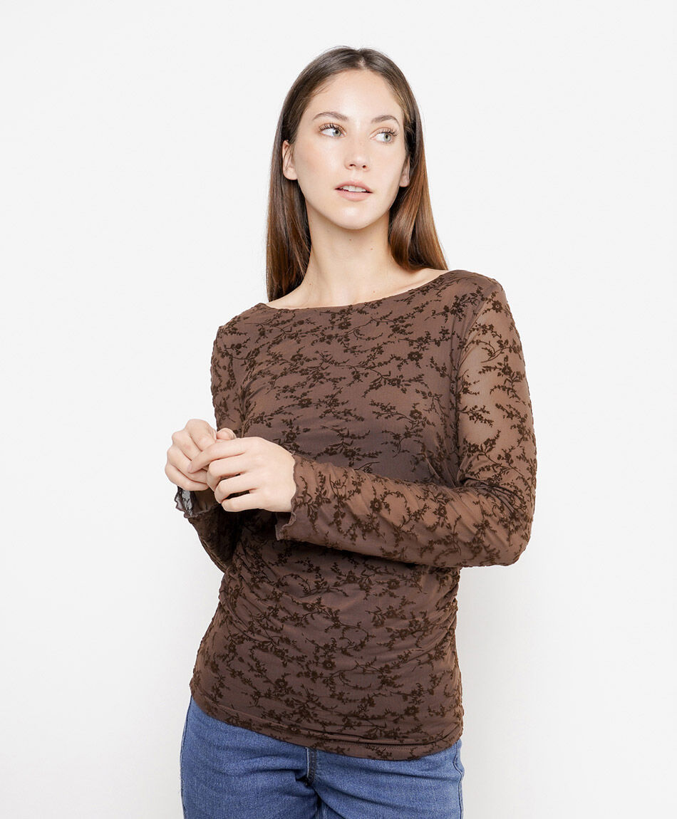 Remera mujer encaje floral