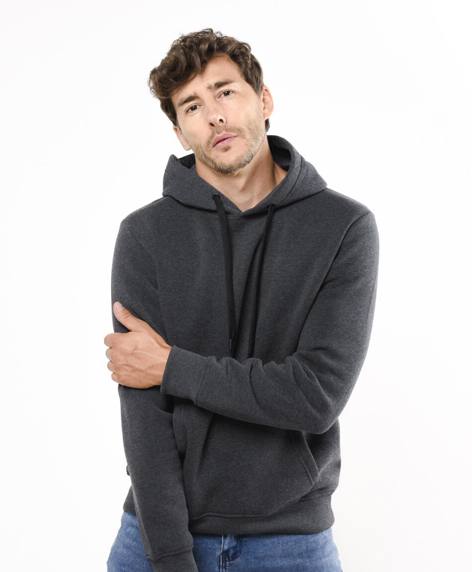 Buzo hombre liso capucha