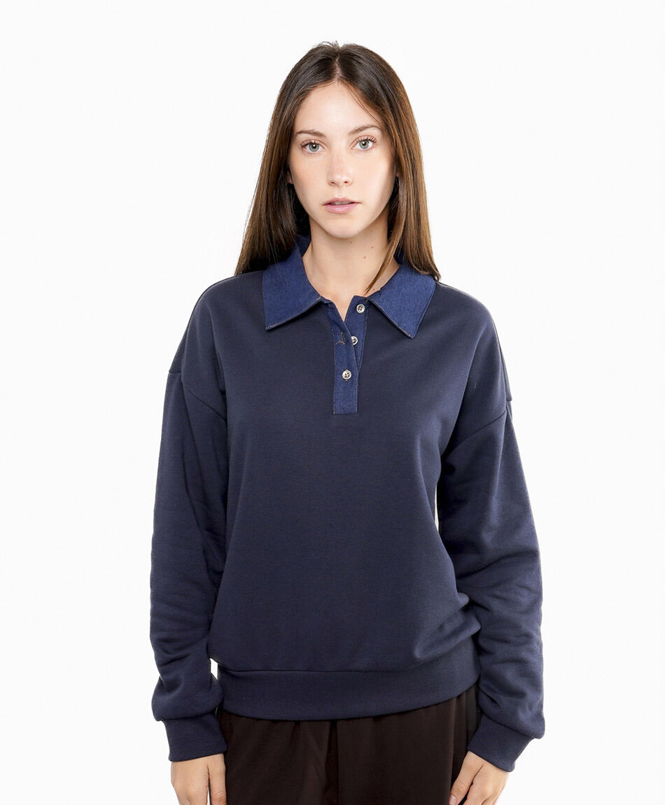 Buzo mujer cuello polo