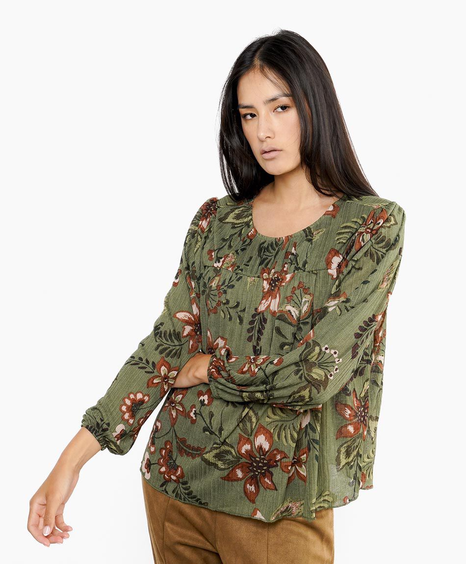 Remera mujer manga larga floral