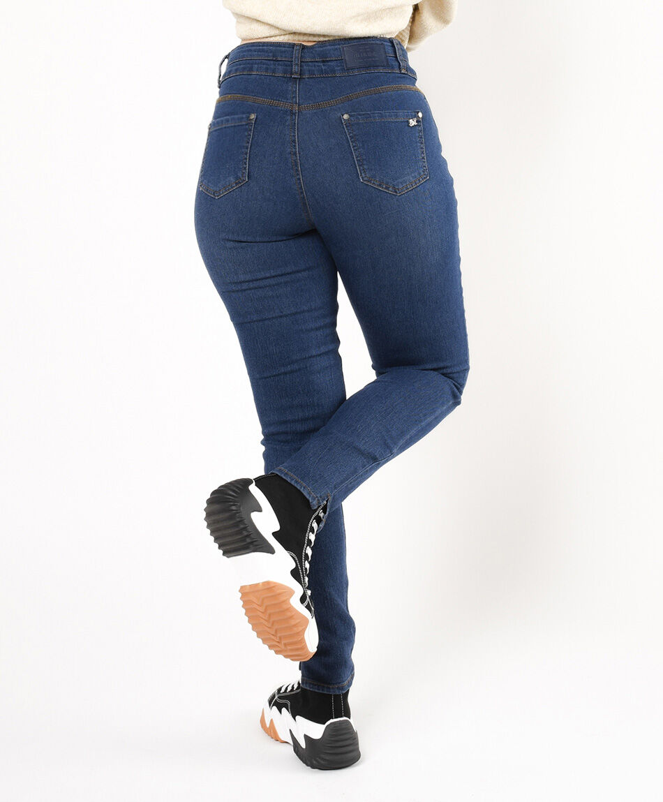 Jeans mujer pretina doble skinny fit