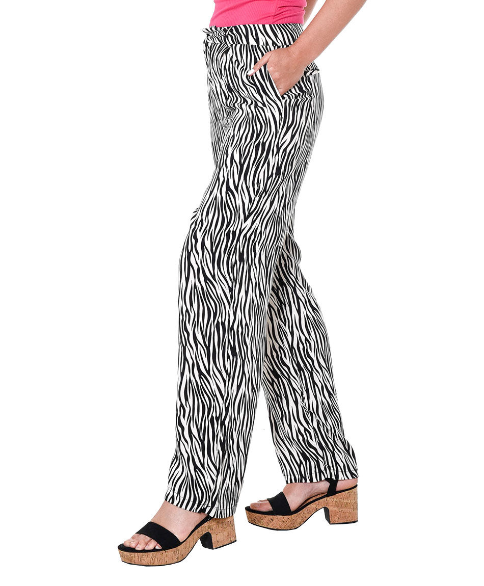 Pantalon ancho estampado cebra