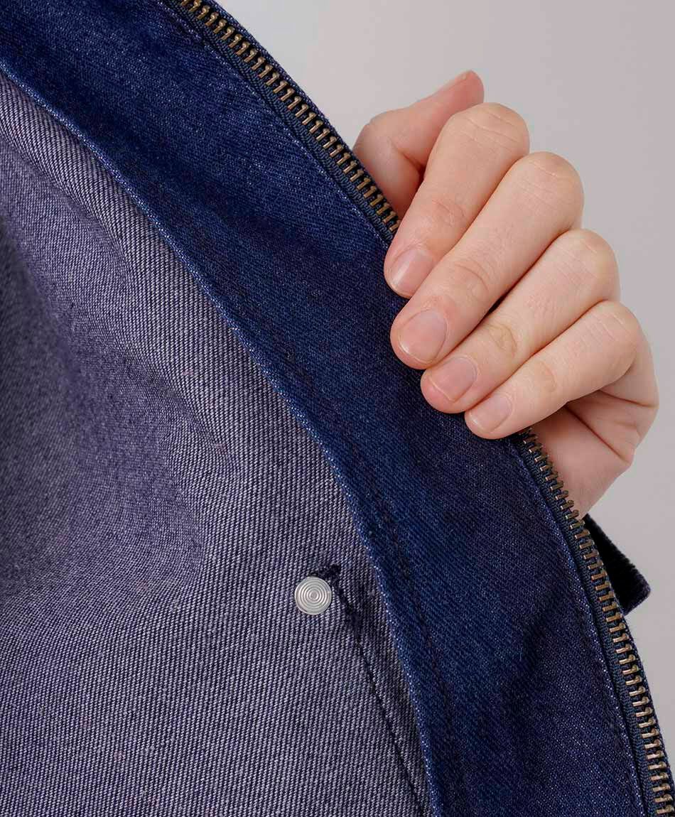 Campera mujer denim cuello corderoy