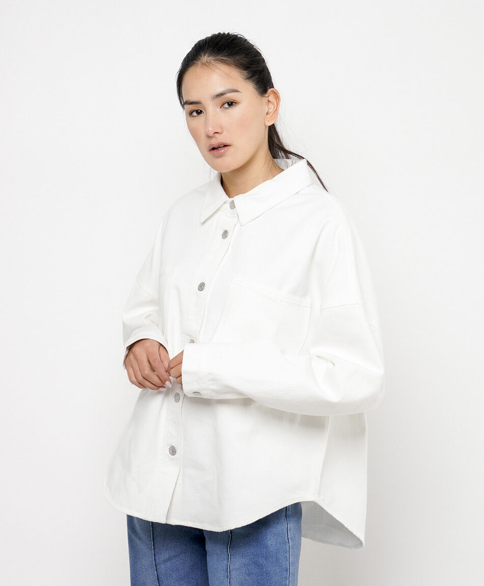Camisa mujer denim blanca oversize