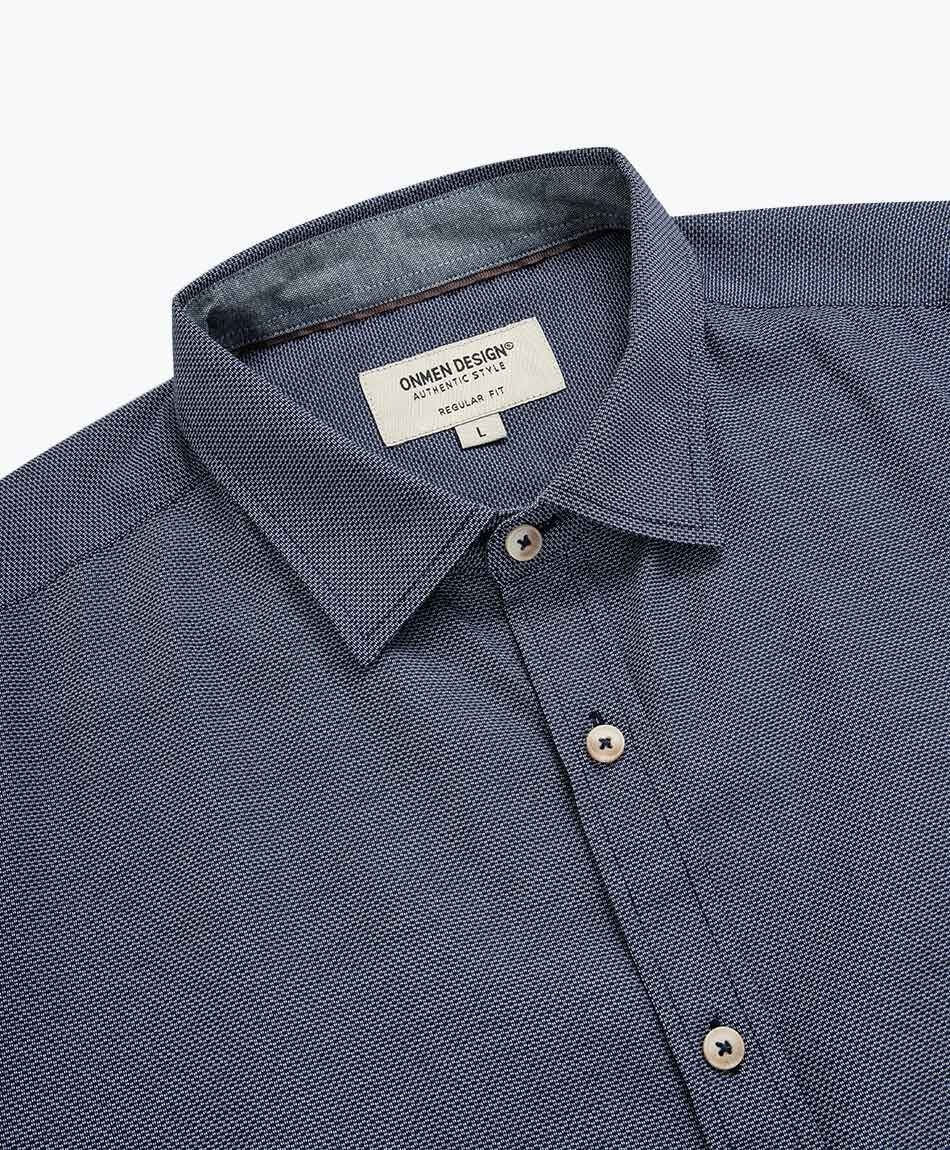 Camisa hombre manga larga textura blue