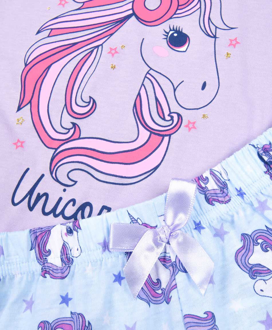 Pijama ni&ntilde;a unicornio short