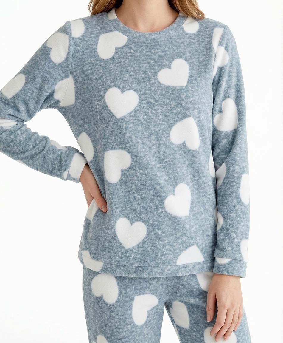Pijama mujer micropolar corazones