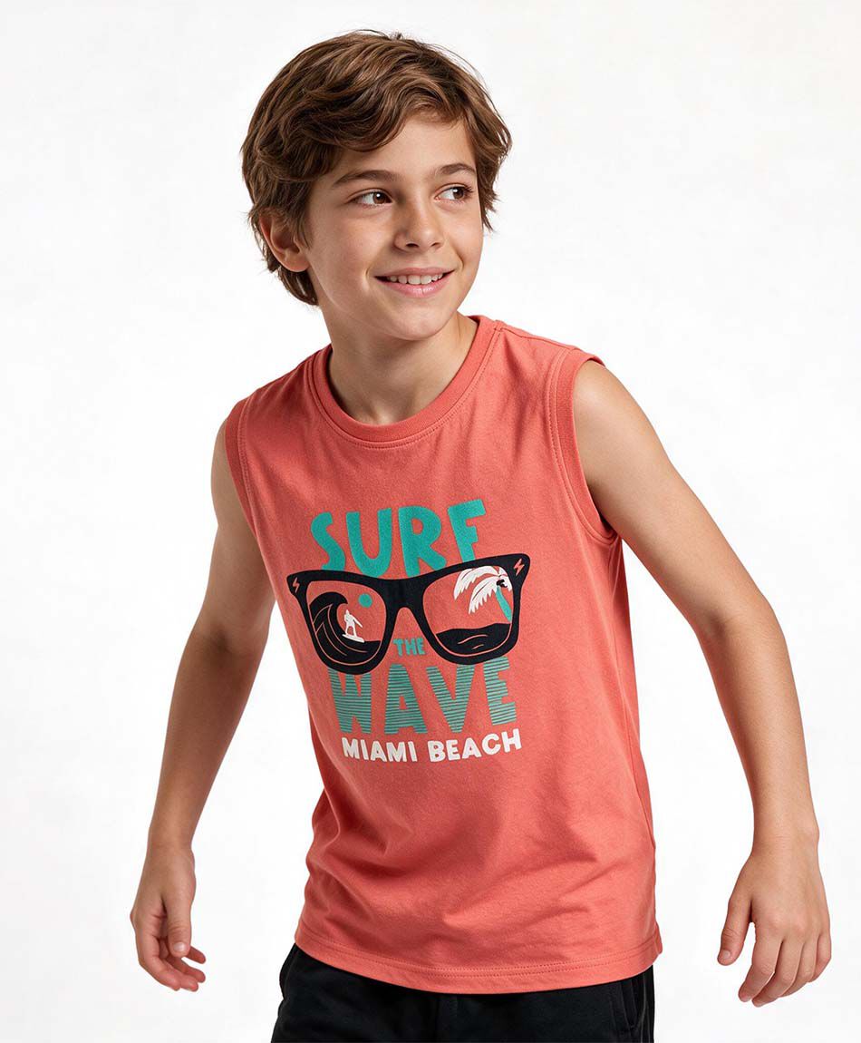 Remera ni&ntilde;o sin mangas surf