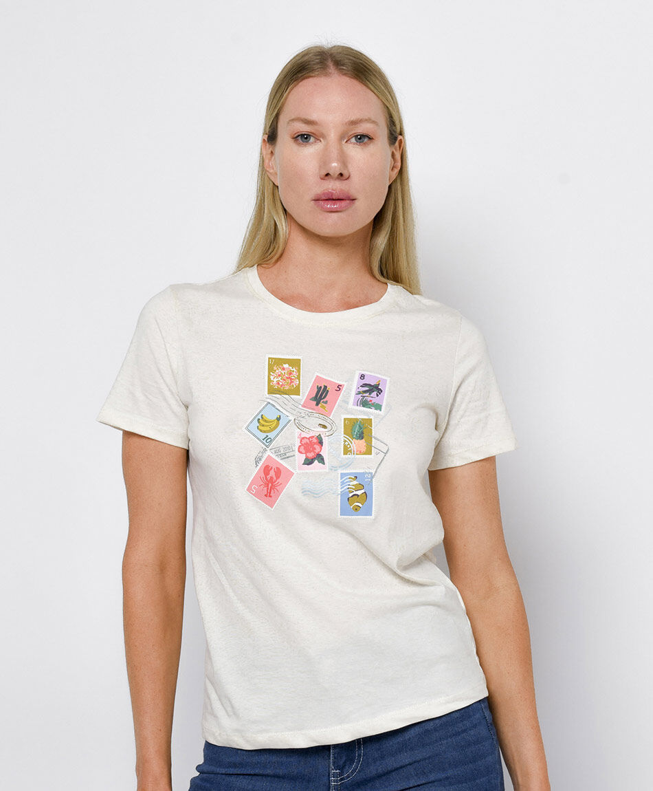 Remera mujer postal tropical