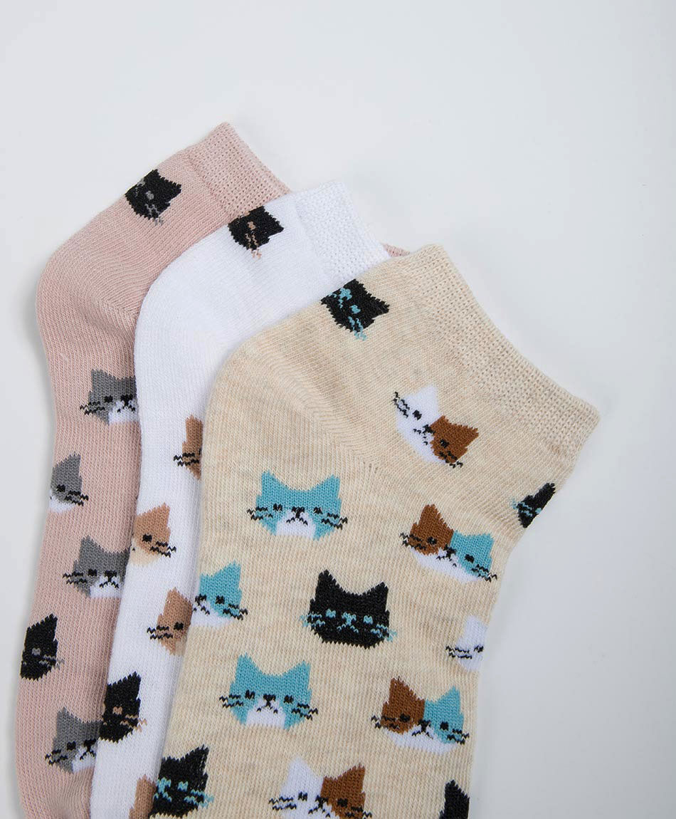 Pack 3 calcetines ni&ntilde;a gatitos