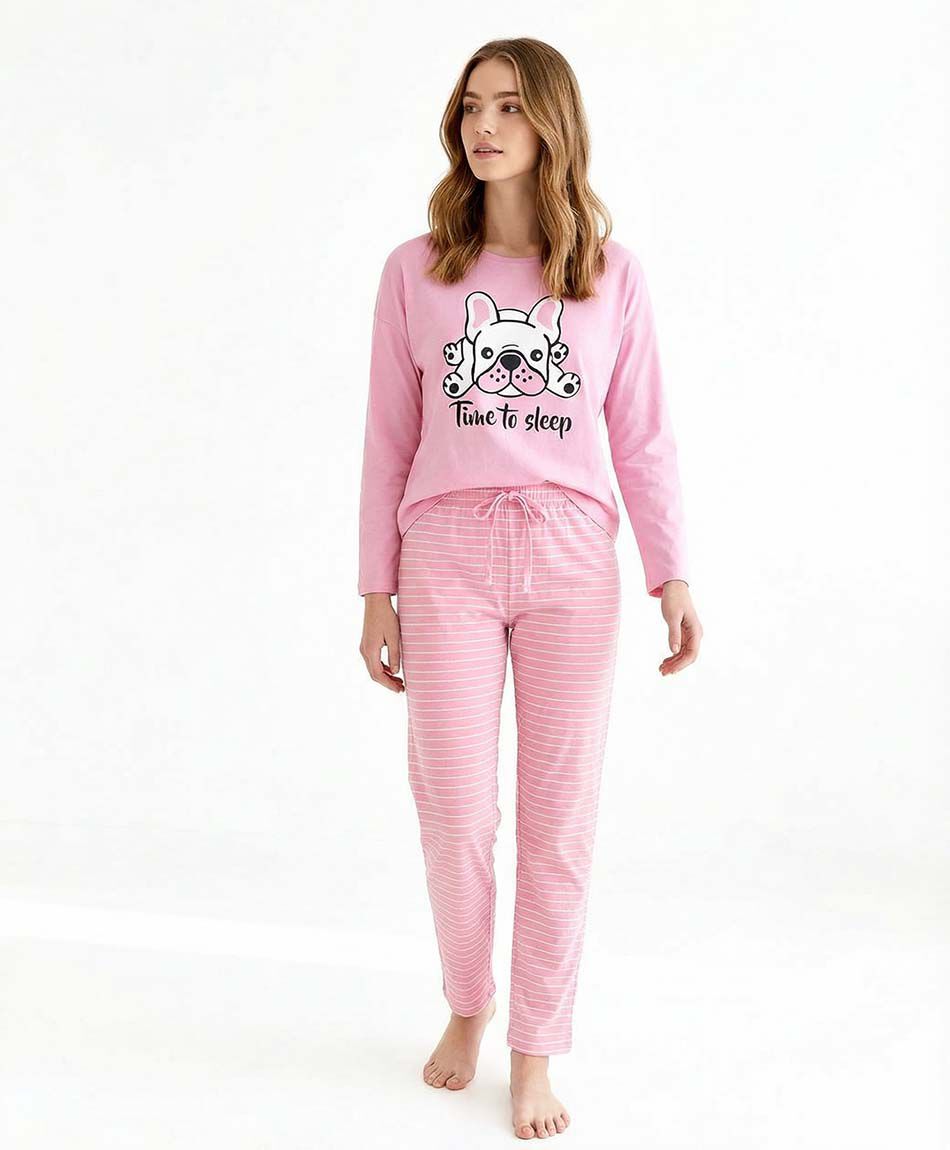 Pijama mujer rayas bulldog rose
