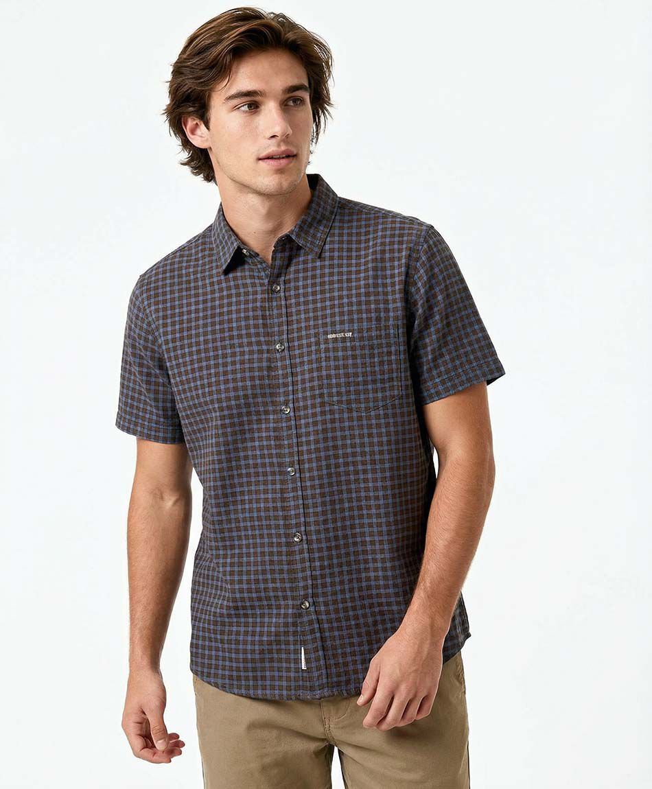 Camisa hombre cuadros manga corta