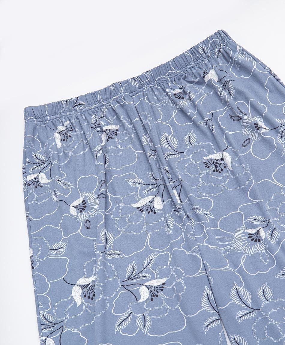 Pijama mujer camisero floreado azul