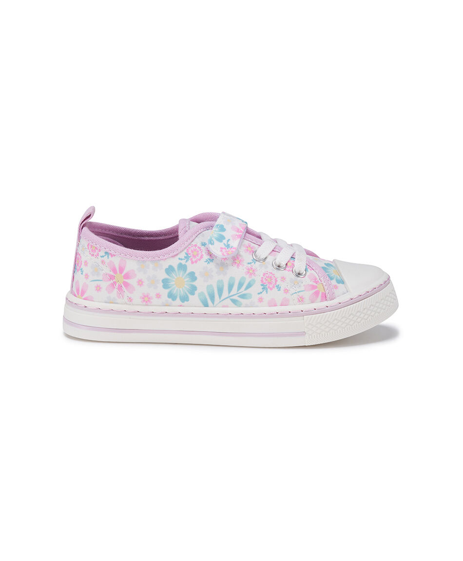 Zapatilla infantil (26 a 31) lona floreada
