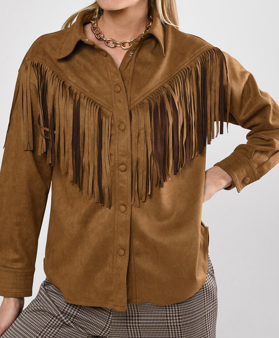 Chaqueta mujer gamuza flecos