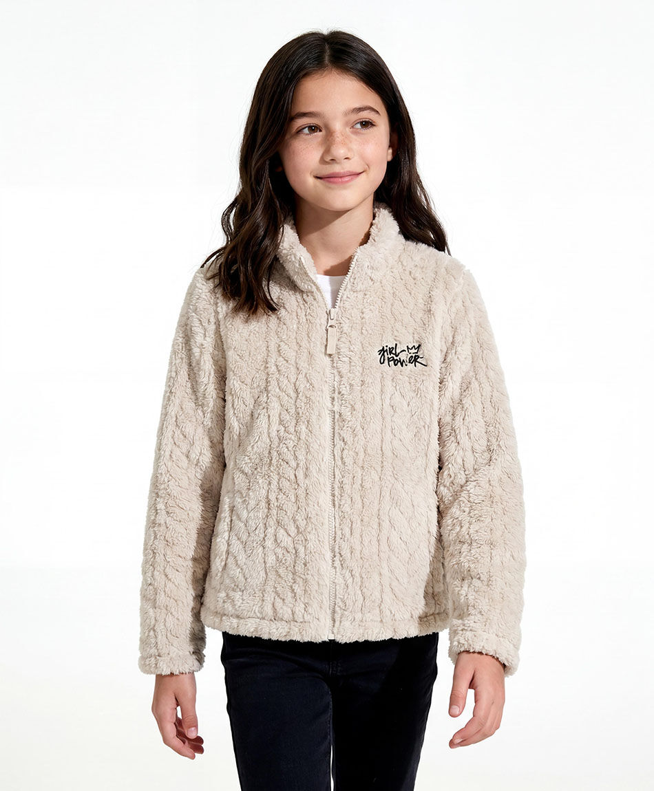 Buzo ni&ntilde;a sherpas trenzado white