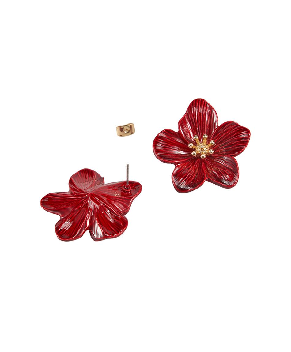 Aros mujer flores rojas