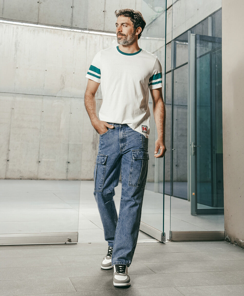 Jeans hombre cargo azul