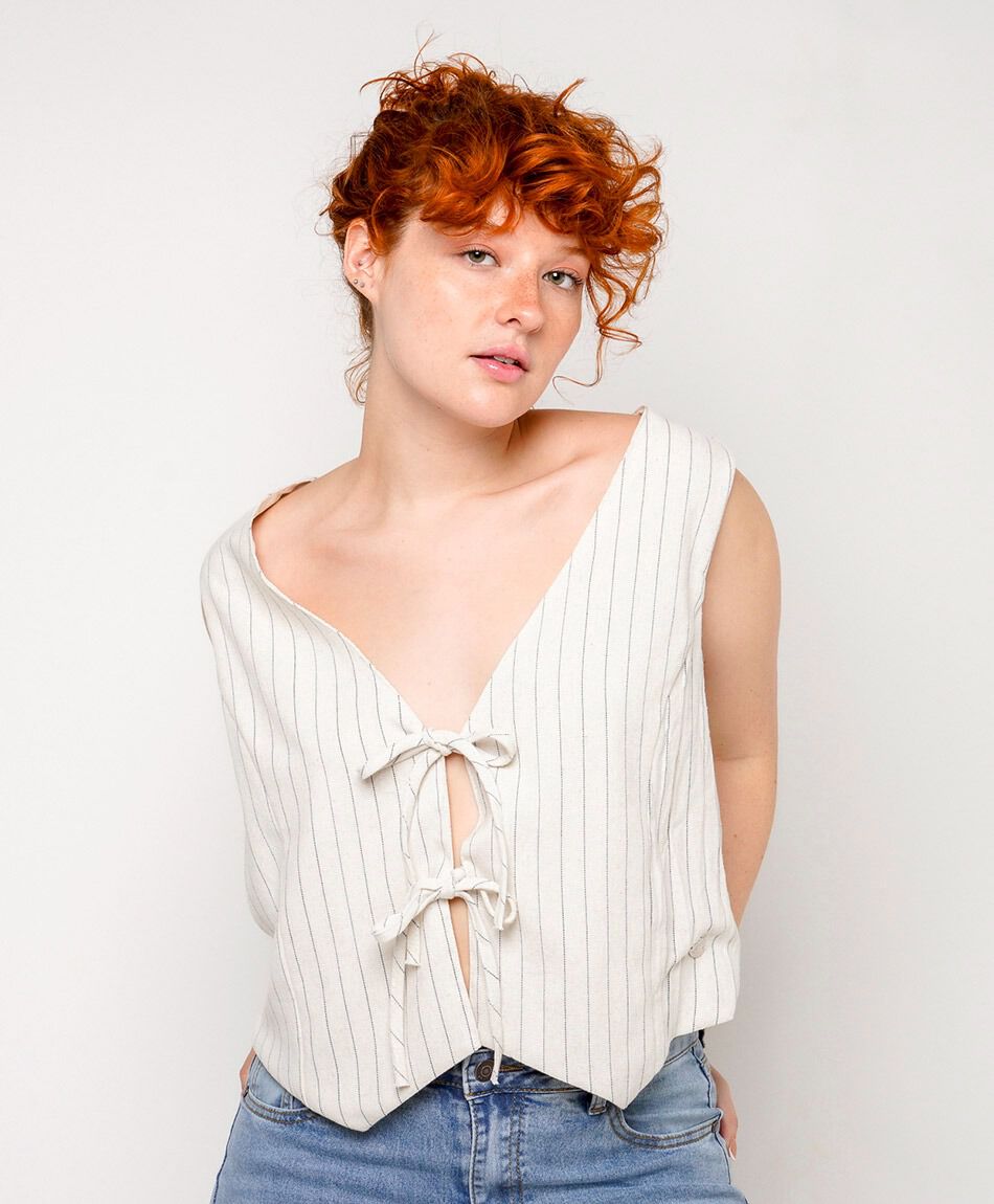 Vest mujer lazos l&iacute;neas