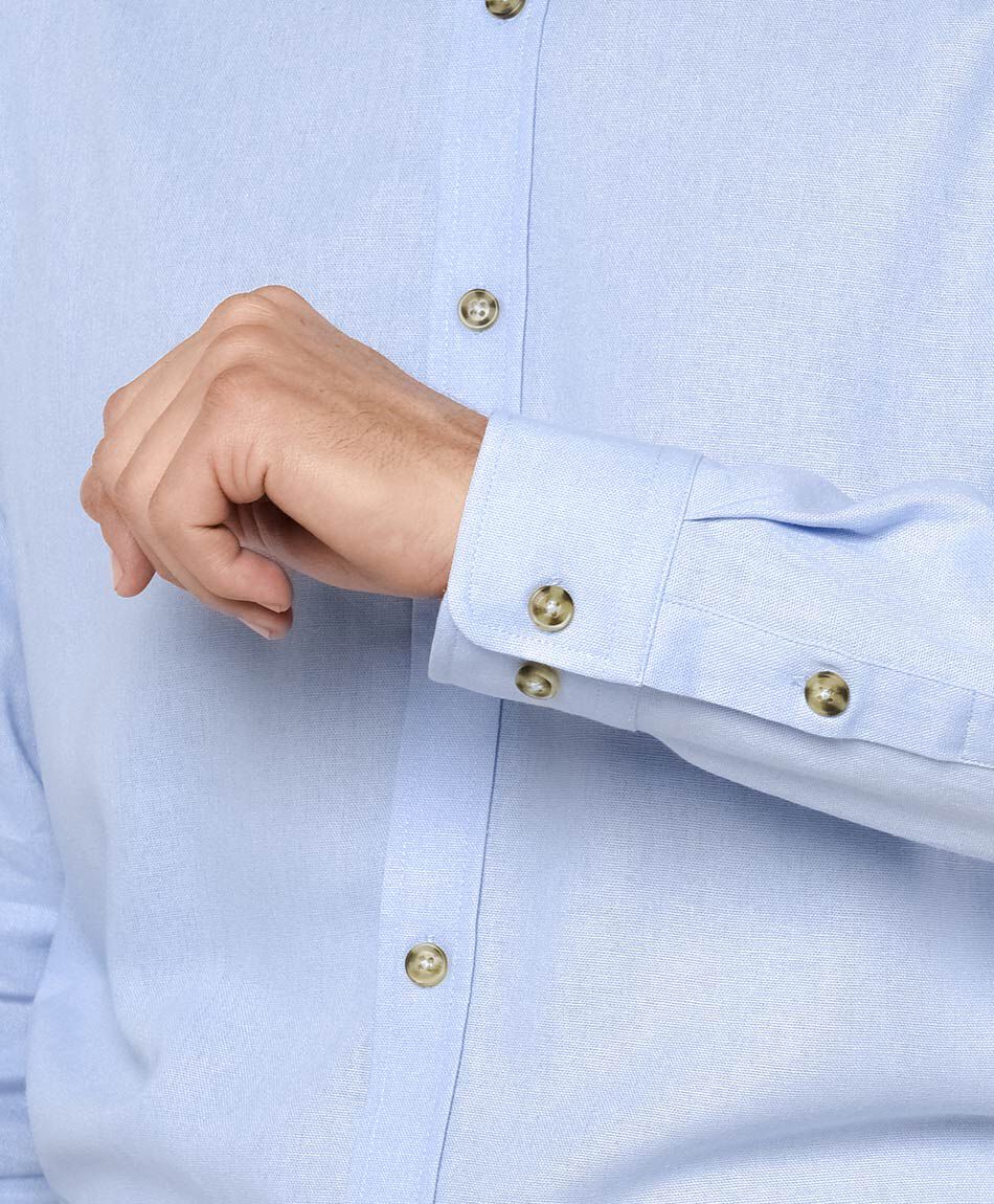 Camisa hombre lino celeste
