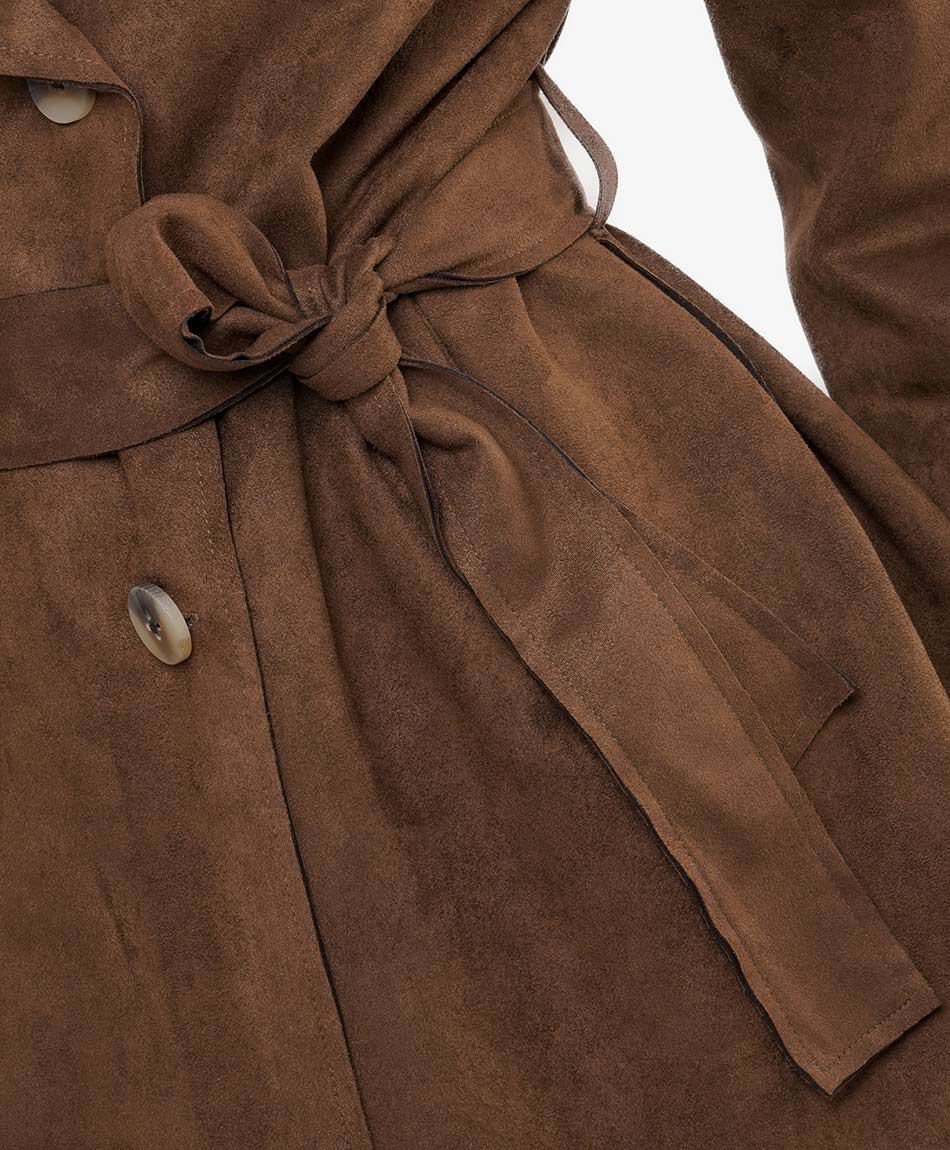 Abrigo mujer trench ante chocoate