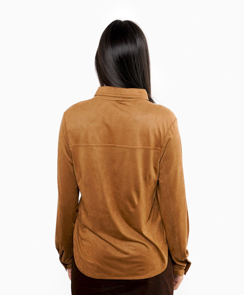 Camisa mujer minimalista camel