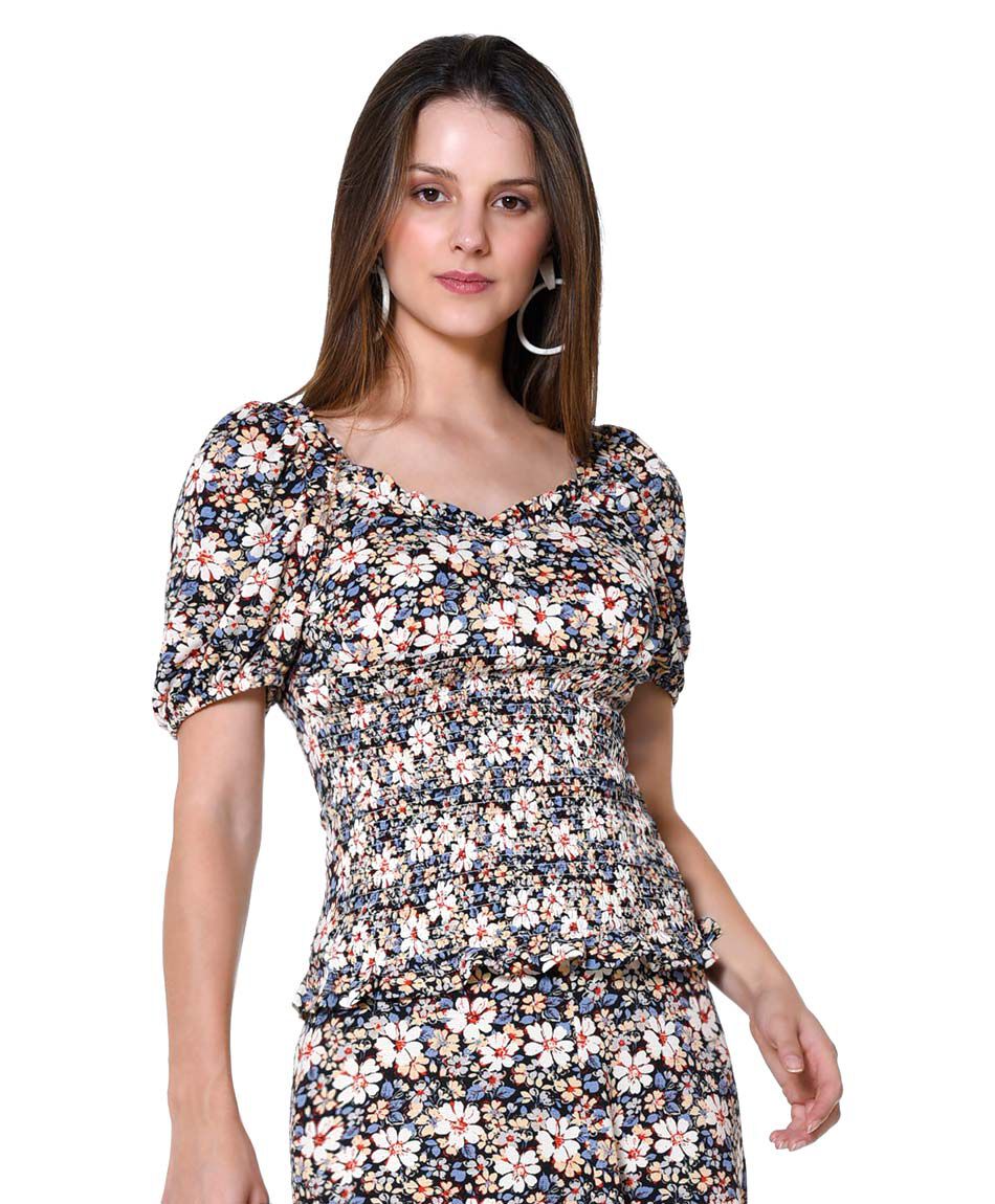Top elasticado flores silvest.