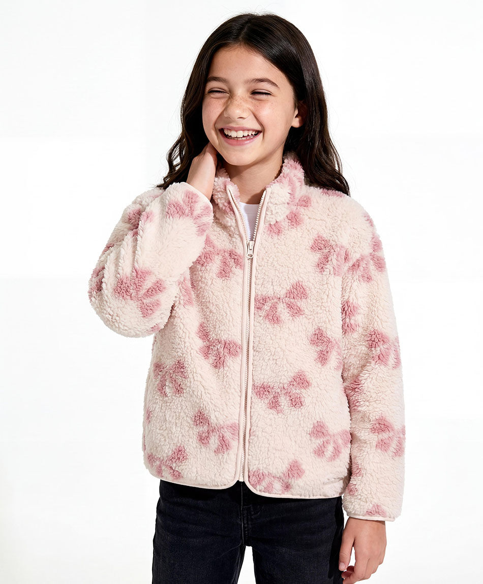 Buzo ni&ntilde;a estampado mo&ntilde;o pink
