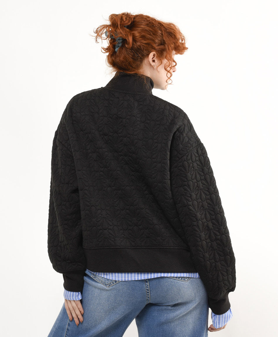 Buzo mujer dise&ntilde;o floral negro