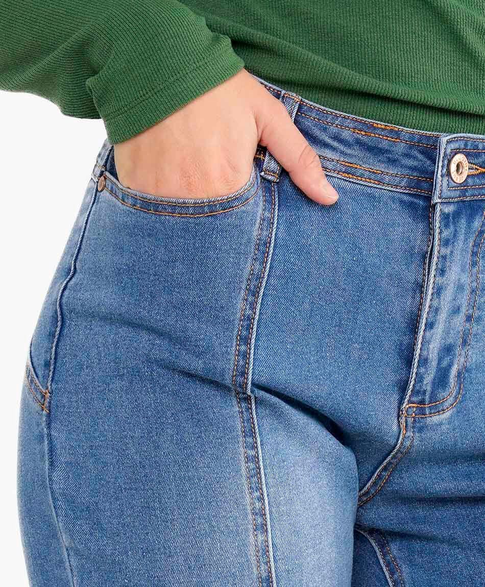 Jeans mujer flare linea decorativa