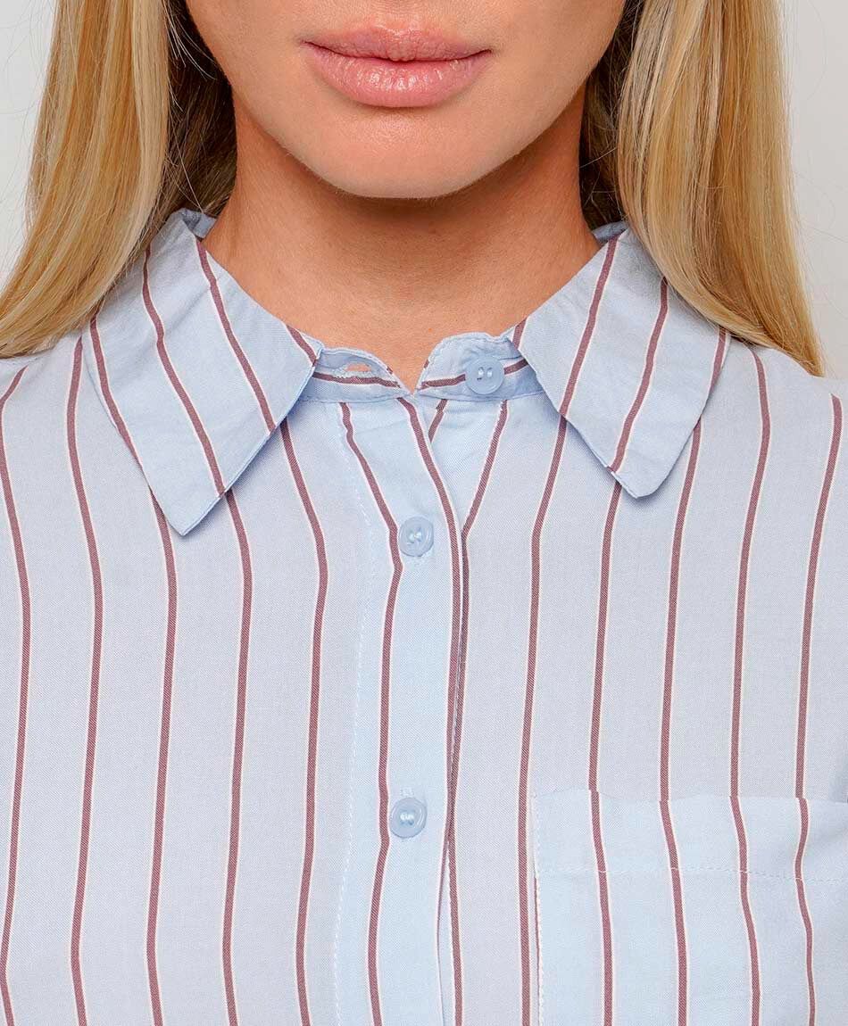 Camisa mujer lineas cafe