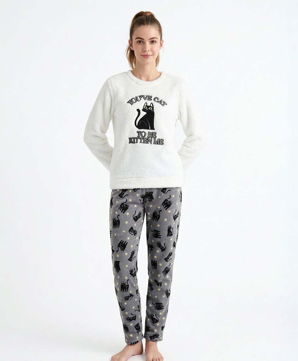 Pijama mujer chiporro gato negro
