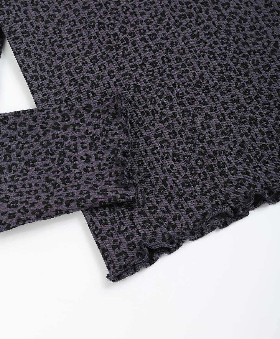 Polera ni&ntilde;a animal print grey