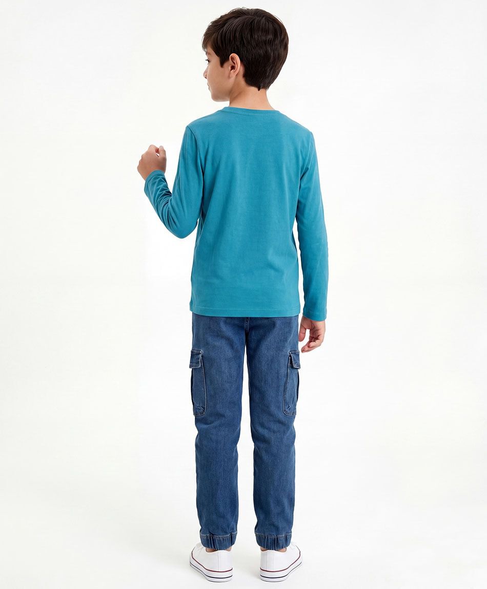 Jeans ni&ntilde;o cargo pretina
