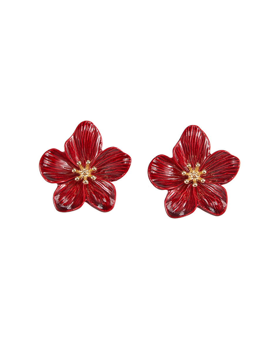 Aros mujer flores rojas