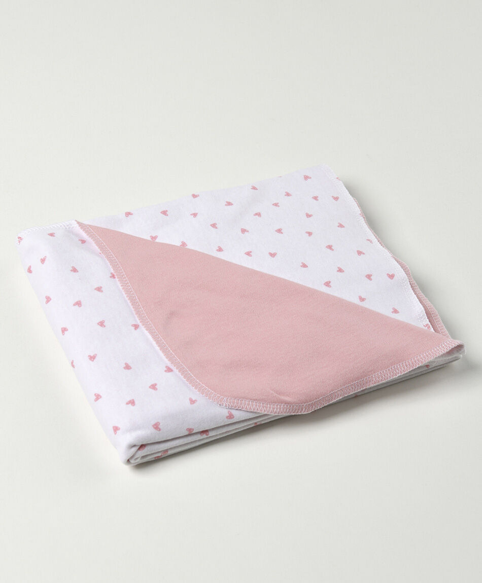 Manta beb&eacute; reversible rosada corazones