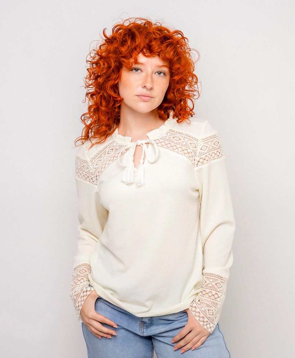 Camisa mujer encaje indigo