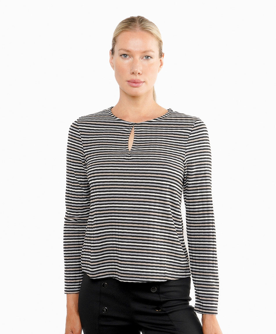 Remera mujer cl&aacute;sica rayas blanco y negro