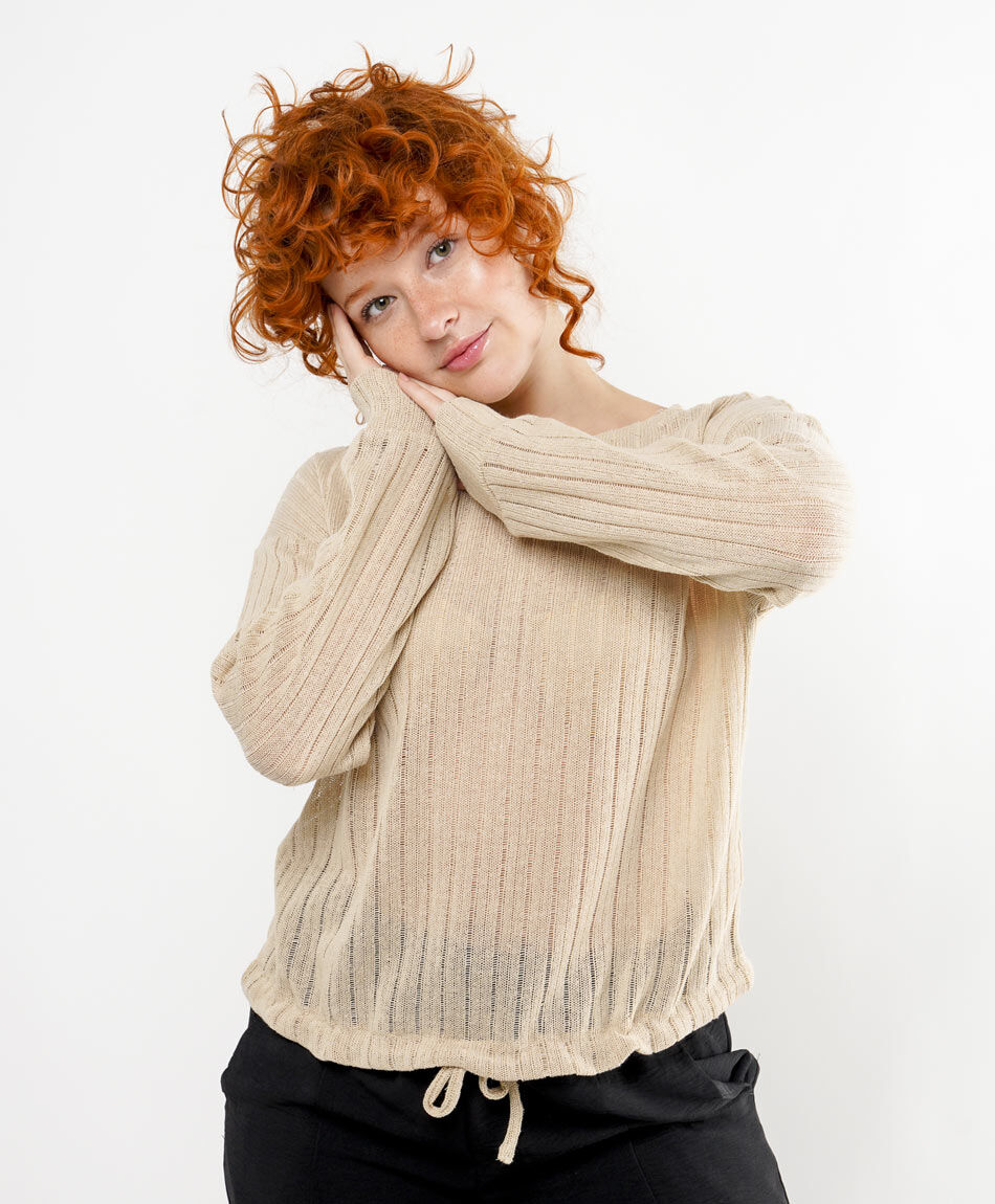 Buzo mujer calado cord&oacute;n