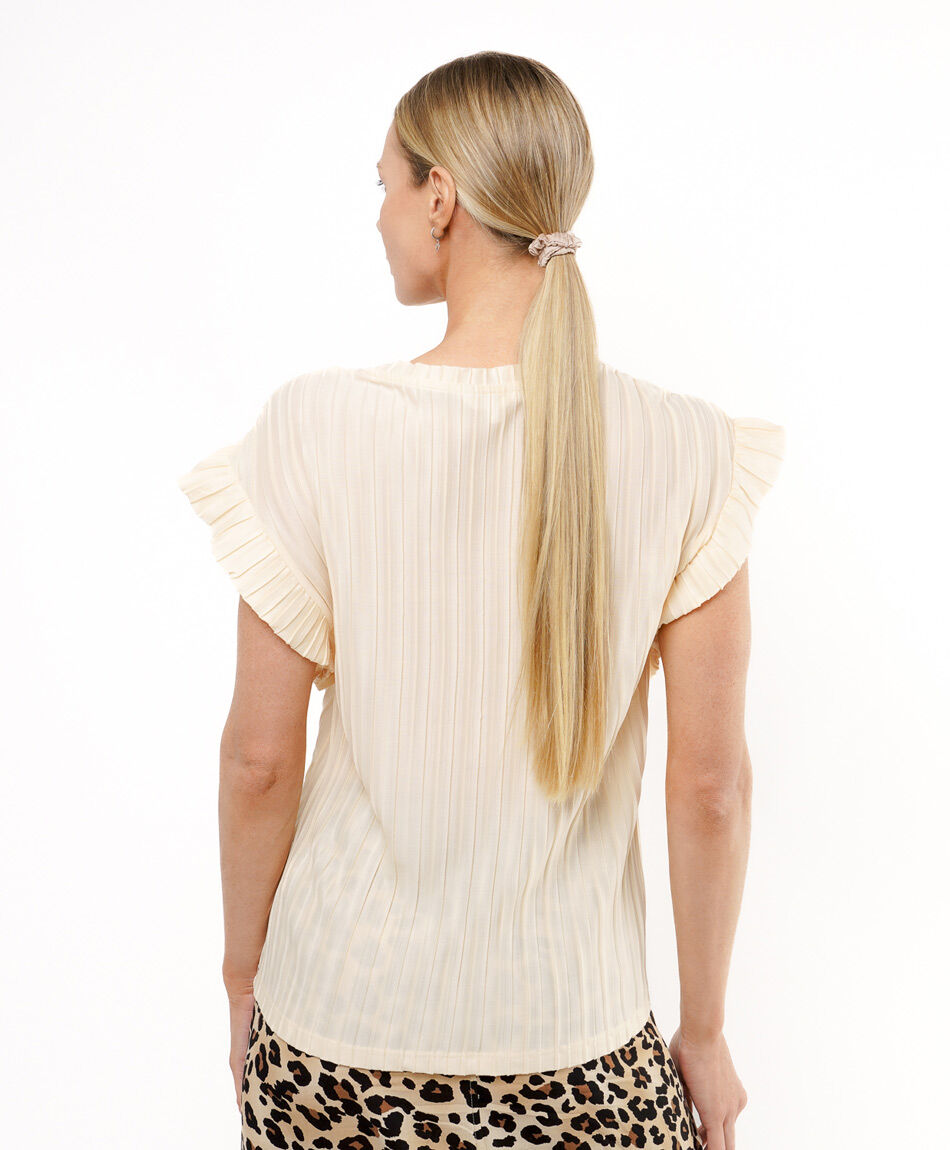 Remera mujer plisada manga vuelo