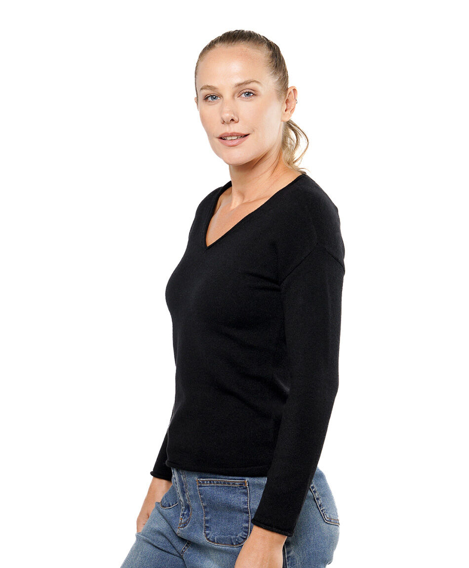 Sweater mujer liso negro