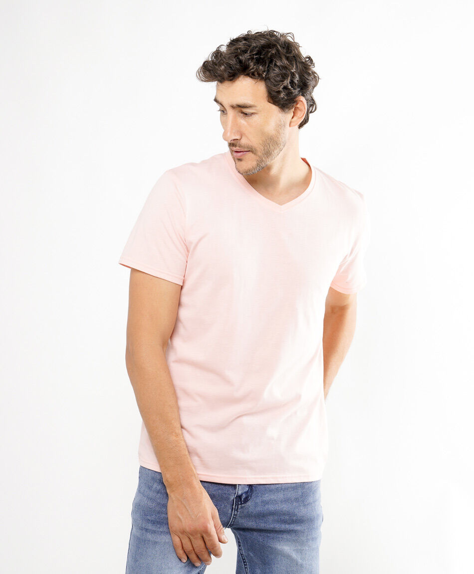 Remera hombre cuello v colores
